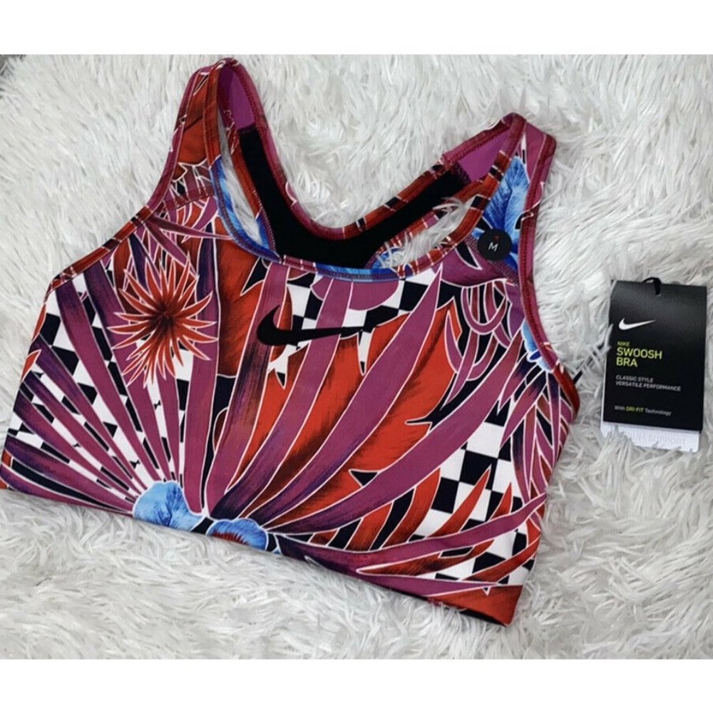 Nike Swoosh Hyper Sports Bra, Pink Black, Medium
